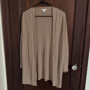 J.Jill Brown Linen Blend Open Front Cardigan Size Medium